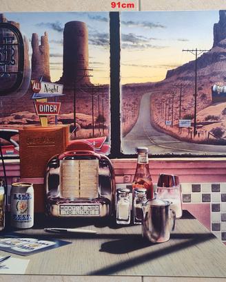 Quadri Americani in metallo, Diner, anni '50, Pub