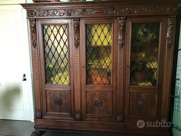 Libreria antica 3 ante in legno massello