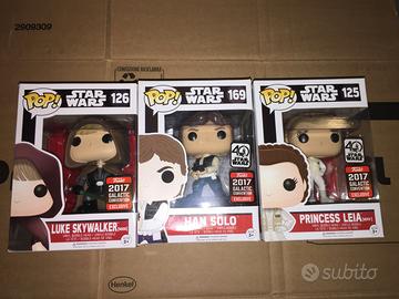 3 Funko Pop Star Wars Luke Leia Han Solo