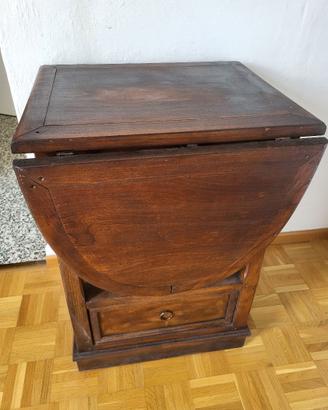 Tavolo a ribalta in legno con cassetto