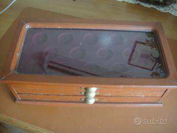 2 Scatole Portamonete Orologi in vetro e legno