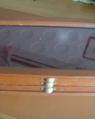 2 Scatole Portamonete Orologi in vetro e legno