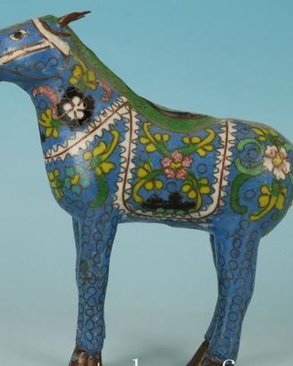 Cavallo vintage in cloisonné cinese - stile Dinast