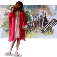 Cardigan lino rosso e beige uomo donna TU moda