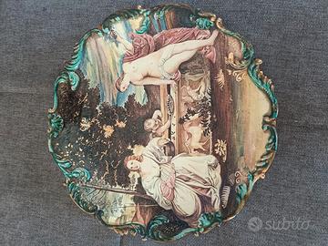 piatto da parata in maiolica policroma 