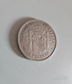 Moneta da 5 Pesetas 1889 – Alfonso XIII – Argento