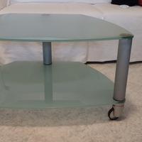 tavolino in vetro porta tv con ruote