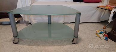 tavolino in vetro porta tv con ruote
