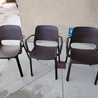 3 sedie marrone scuro