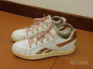 Reebok - Sneakers in pelle donna bianche/oro -37