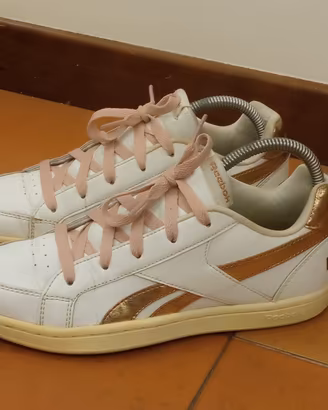 Reebok - Sneakers in pelle donna bianche/oro -37
