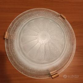 Plafoniera in vetro e legno