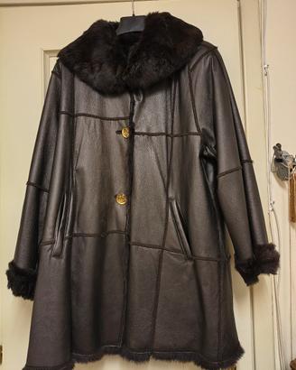Cappotto Vintage in pelle e pelliccia 