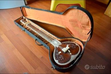 sitar indiano con custodia