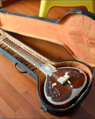 sitar indiano con custodia