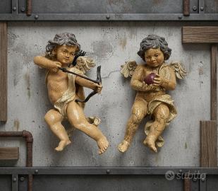 Coppia Putti Vintage - Effetto Craquelè anni 90