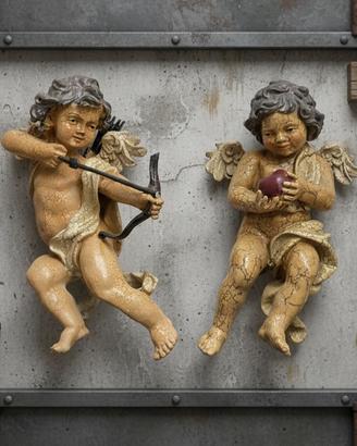 Coppia Putti Vintage - Effetto Craquelè anni 90