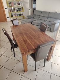 Tavolo vero legno e 4 sedie in pelle