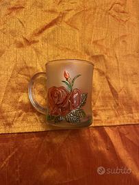 Tazza floreale vetro temperato colazione bevande