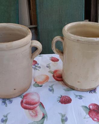 Due antichi vasetti pugliesi ceramica terracotta