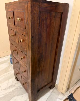 Cassettiera in legno Iroko