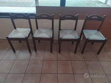 n 6 sedie il legno e seduta paglia intrlecciata