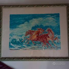 Litografia 'Cavalli a galoppo' di  Aligi Sassu