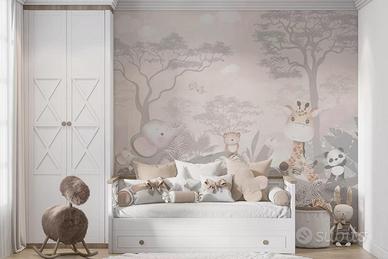 Carta da parati per bambini -animali della giungla