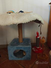 tiragraffi lettiera porta crocchette giochi gatto