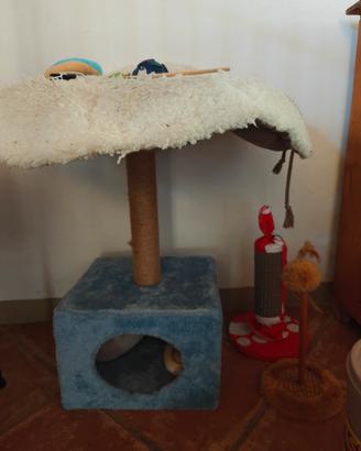 tiragraffi lettiera porta crocchette giochi gatto