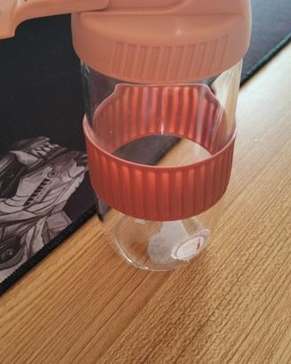 Borraccia /Tazza Vetro Rosa antico 