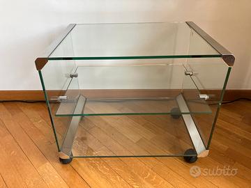 Tavolino in cristallo e acciaio Gallotti & Radice