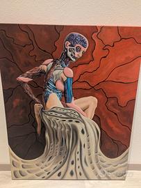 Ritratto di donna surreale, 80x100 olio su tela.
