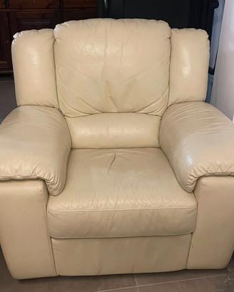 Set divani Megastore Divani in pelle bianca reclin