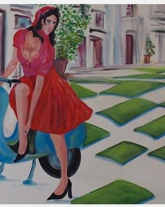 Quadro moderno tecnica mista su tela 100x70cm