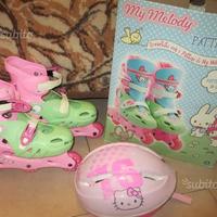 Pattini in linea My Melody+casco Hello Kitty-usati