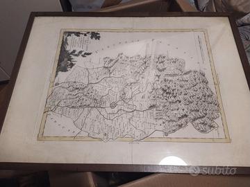 Mappa antica 1783 regione Vicentina, Incisione di