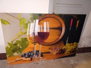 Quadro moderno trittico vino e botti – 3 pannelli