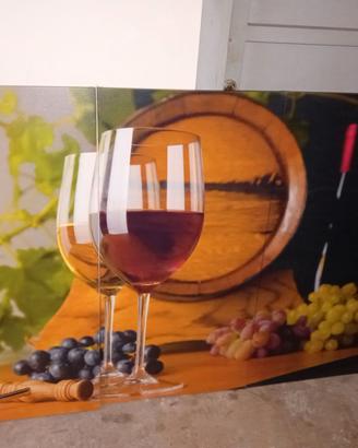 Quadro moderno trittico vino e botti – 3 pannelli