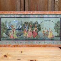 Stampa indiana dipinta a mano con cornice – 83×40