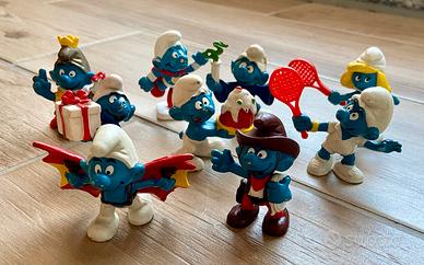 Lotto 9 Puffi Vintage Anni '80 Schleich Peyo
