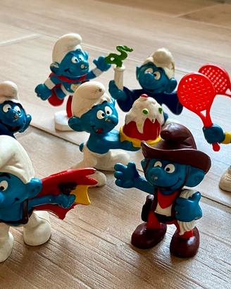 Lotto 9 Puffi Vintage Anni '80 Schleich Peyo