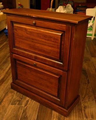 Scarpiera classica 2 ante in legno -Arte Povera