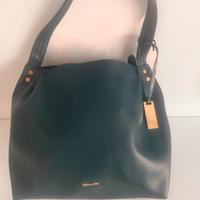 Borsa Pollini pelle verde petrolio