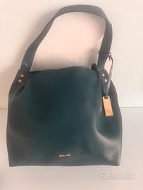 Borsa Pollini pelle verde petrolio