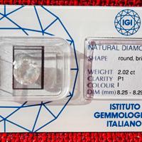 Diamante naturale 2.02 carati certificato IGI