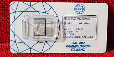 Diamante naturale 2.02 carati certificato IGI
