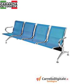 panca da attesa in acciaio colore blu 4 posti