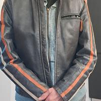 Giacca vintage motociclista vera pelle invecchiata