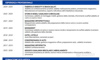 Disponibilità immediata operaio